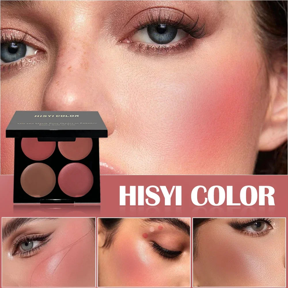 Qme Matte Powder Blush Palette – 4 Vibrant Long-Lasting Shades Powder Blush Palette Qme