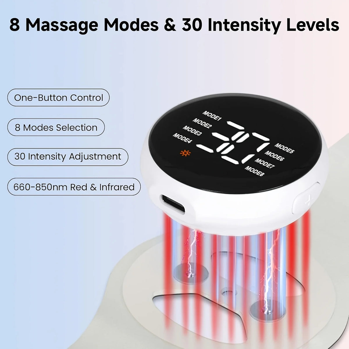 EMS TENS Wireless Wrist Massager – 8 Modes, Red Light Therapy Wrist Massager Qst