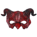 Halloween Half Face Demon Eye Mask | PU Horror Masque Costume Mask Qme Red
