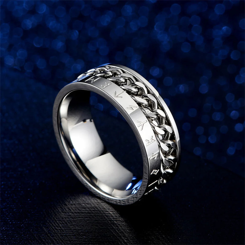 Stainless Steel Rotatable Spinner Chain Ring | Punk Unisex Spinner Ring Qme