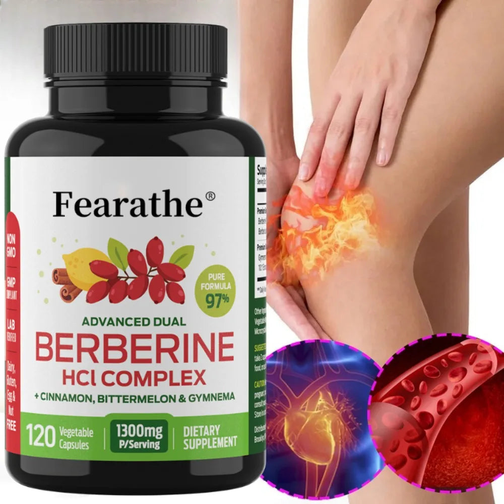 Berberine HCl Ceylon Cinnamon 120 Capsules – Non-GMO Vegan Herbal Supplement Qst