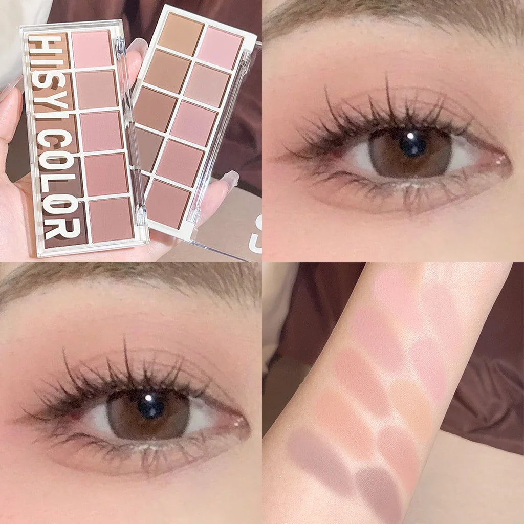10-Color Eyeshadow & Highlight Palette – Matte & Shimmer Eyeshadow Palette Qme 04