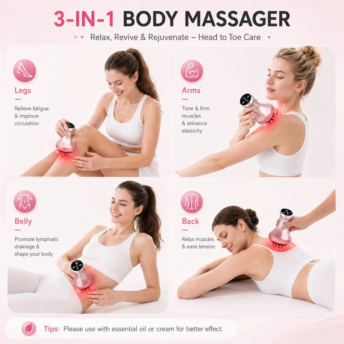 4-in-1 Electric Body Massager – Red Light, Heat & Microcurrent Electric Body Massager Qst