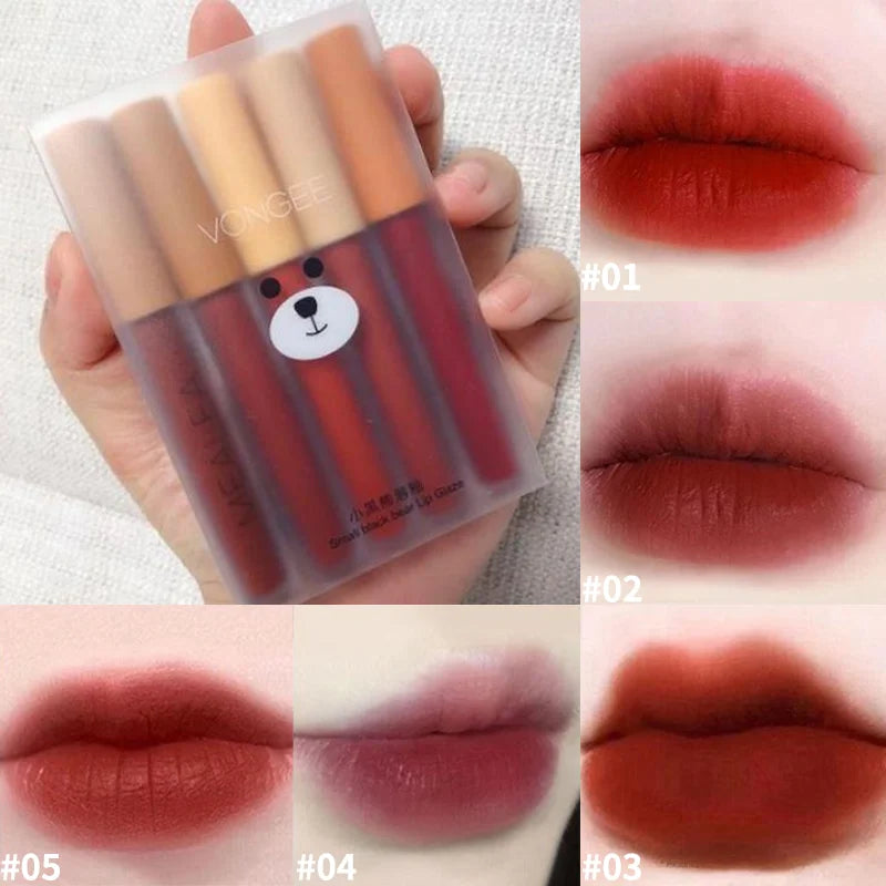 Matte Velvet Lip Gloss Set – 5-Pc Long-Lasting Lipstick Matte Lip Gloss Set Qme