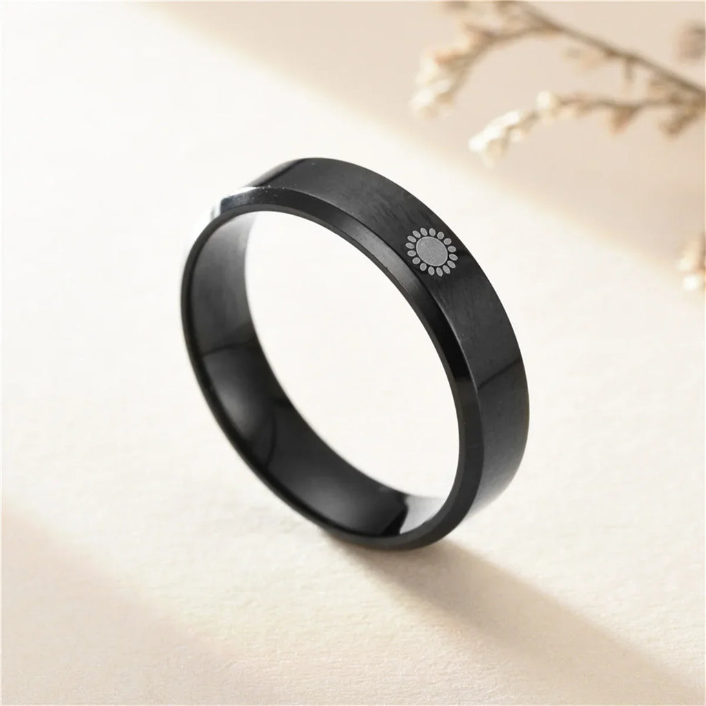 Sun Moon Couple Rings – Stainless Steel CZ Matching Set Couple Ring Set Qme