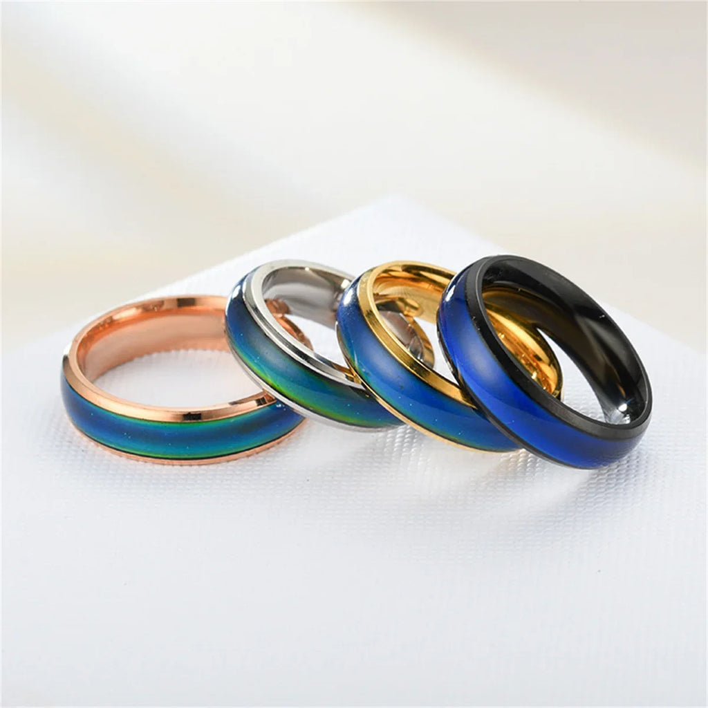 Color-Changing Mood Ring | Stainless Steel & Cubic Zirconia Mood Ring Qme