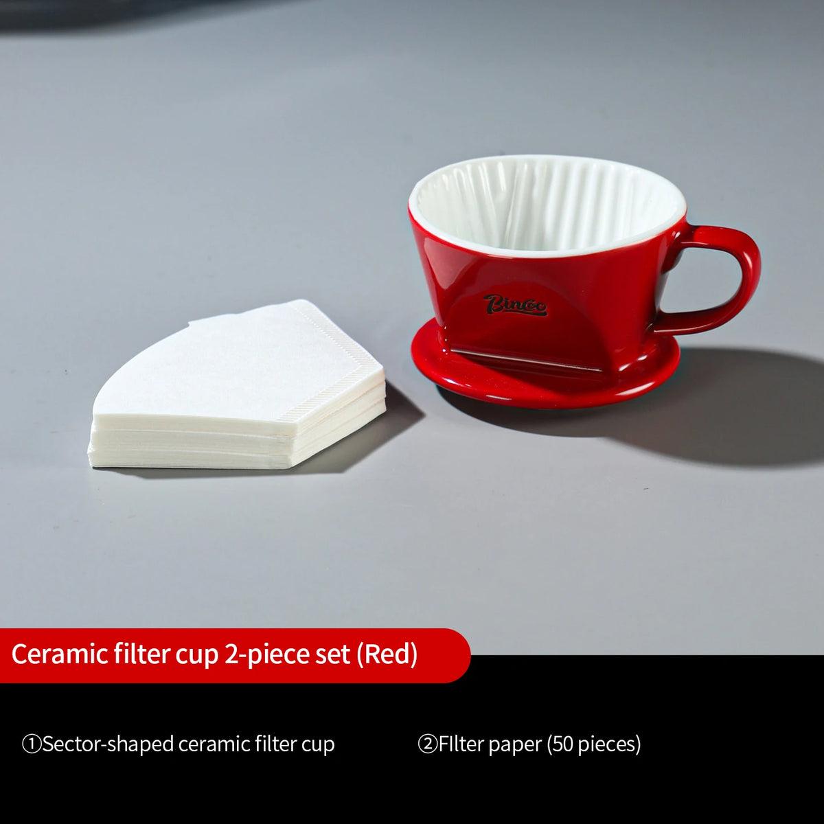 Bincoo Origami Ceramic Pour Over Coffee Dripper with Saucer Pour Over Dripper Qst Dark Khaki