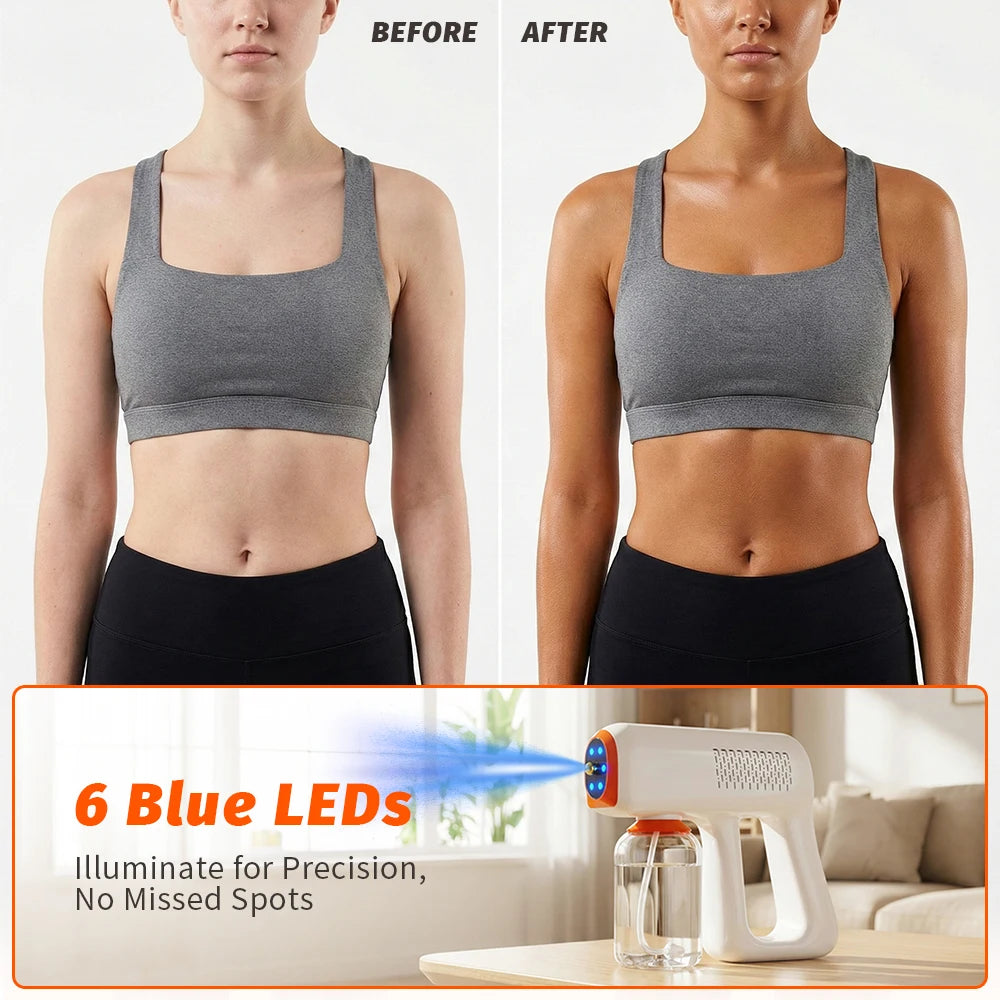 380ml Nano Mist Sprayer Blue Light Rechargeable Electric Bottle Nano Mist Sprayer Qst