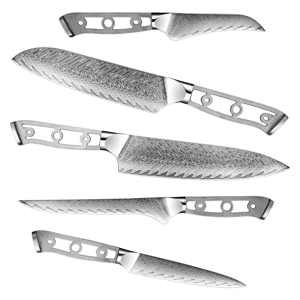 XITUO Damascus Steel DIY Knife Blank Set 1–6 Piece Kit Damascus Knife Blank Set Qst