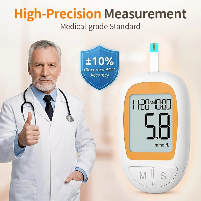 VGM04 Blood Glucose Monitor Kit with 50 Test Strips – 5s Results Blood Glucose Monitor Qst