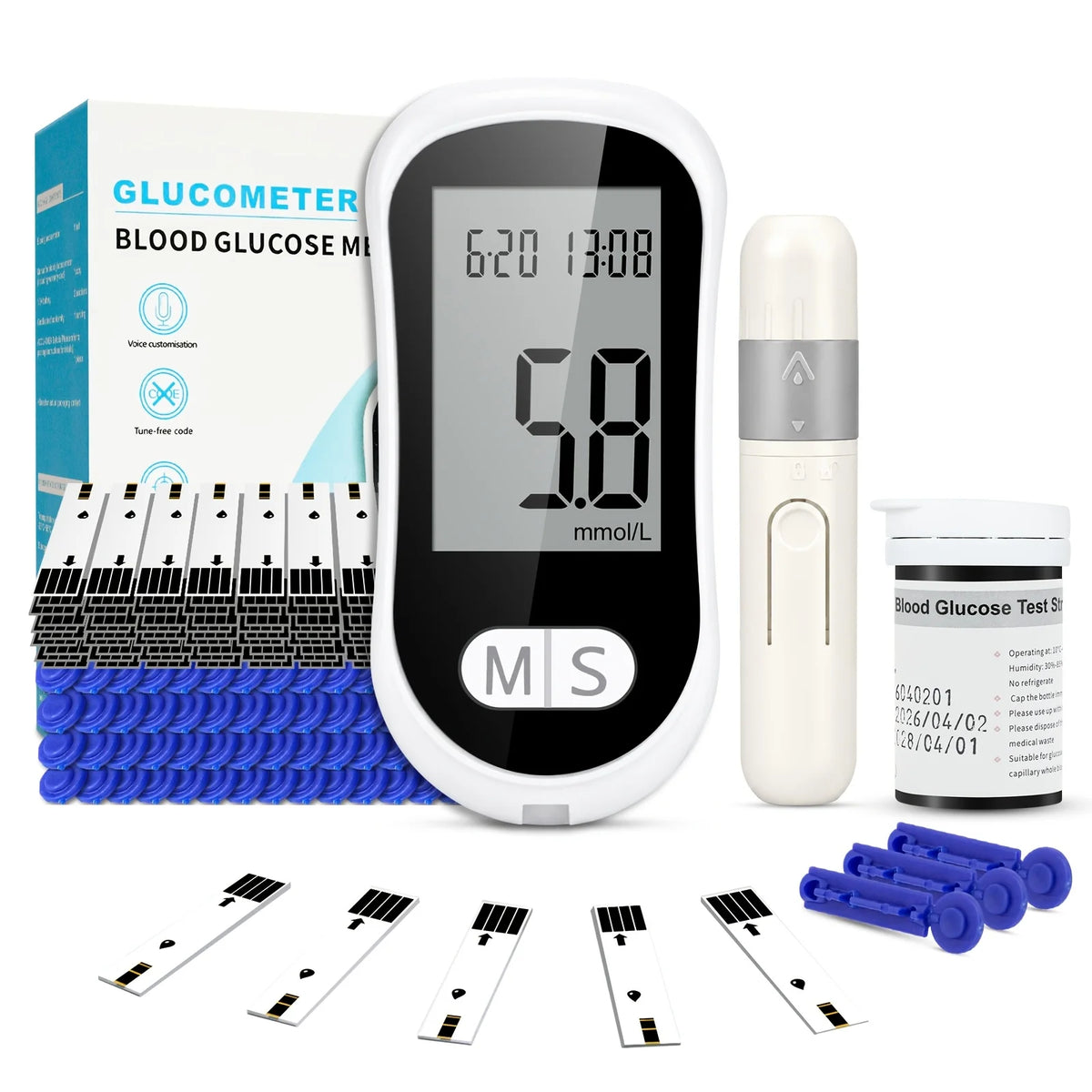 VivaGuard Blood Glucose Meter Kit – 50 Strips & Lancets Blood Glucose Monitor Qst