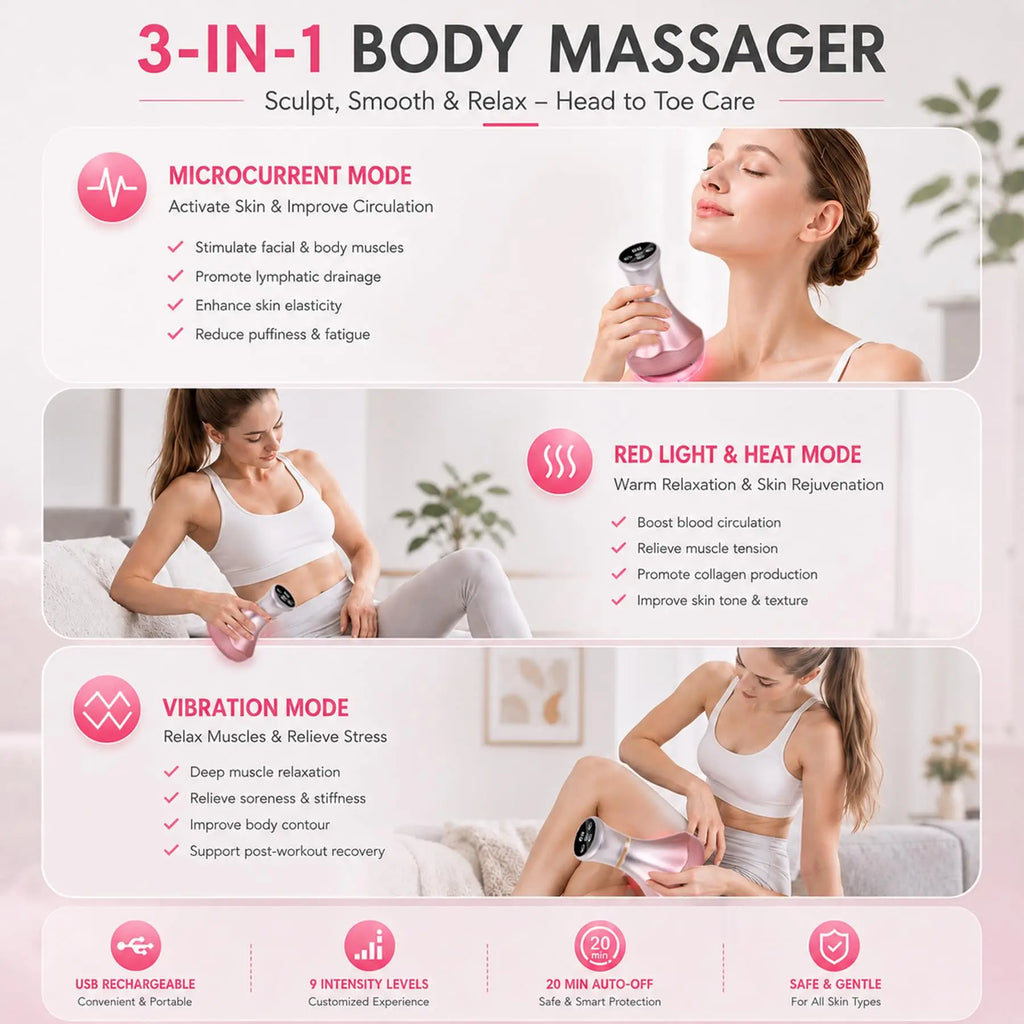4-in-1 Cordless Body Massager – Red Light EMS Heat Body Massager Device Qst