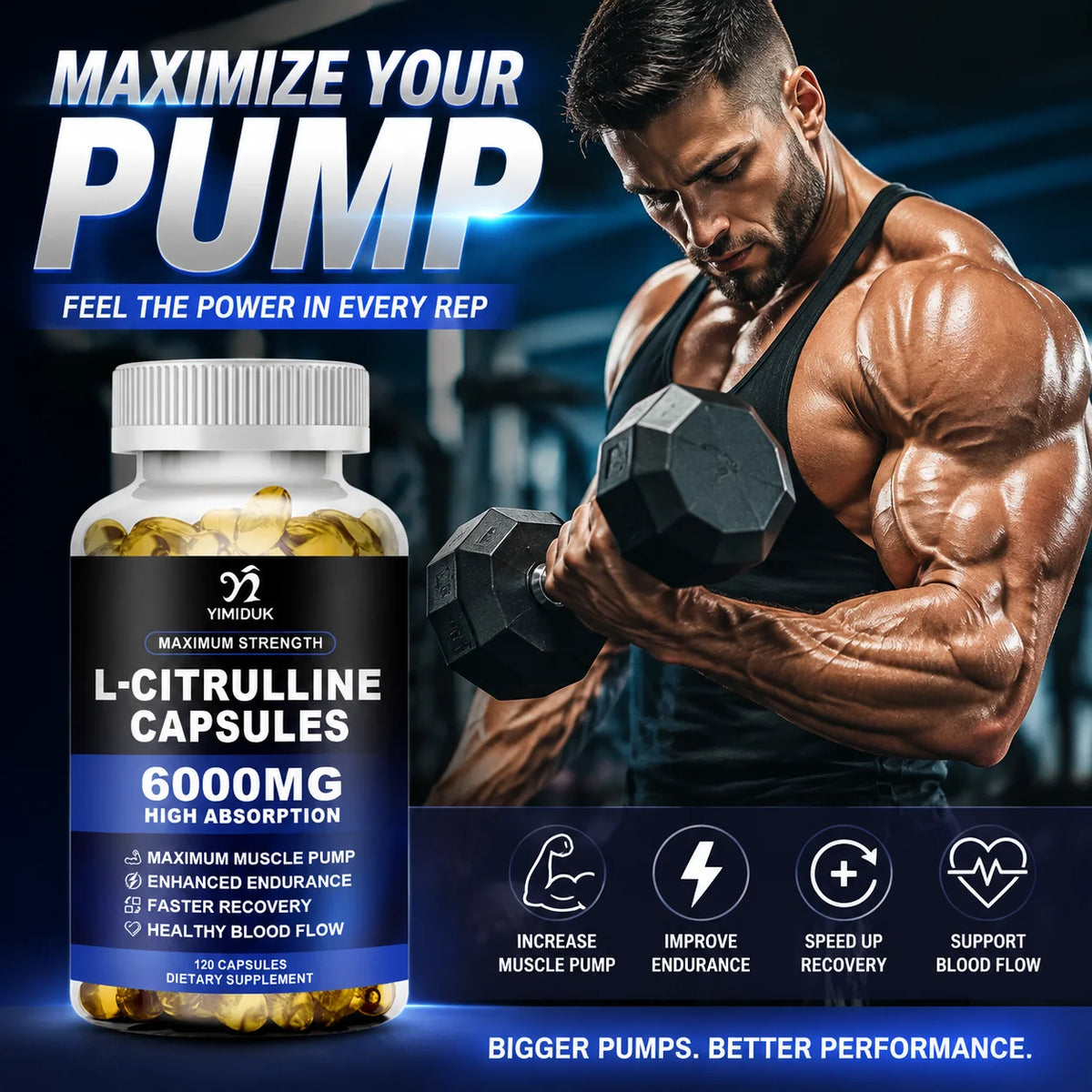 L-Citrulline 6000mg Capsules – Endurance & Muscle Support Sports Nutrition Supplement Qst