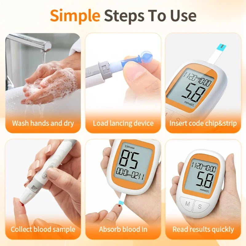 VGM04 Blood Glucose Monitor Kit with 50 Test Strips – 5s Results Blood Glucose Monitor Qst