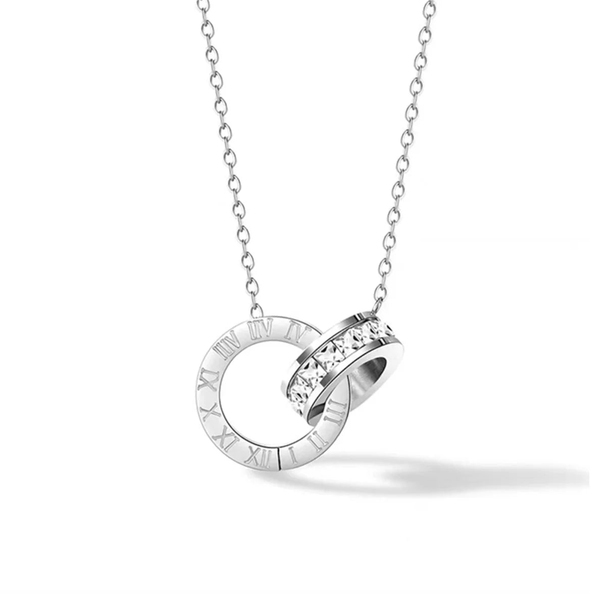 Interlocking Circles Infinity Necklace | Plated Stainless Steel Statement Necklace Qme 3