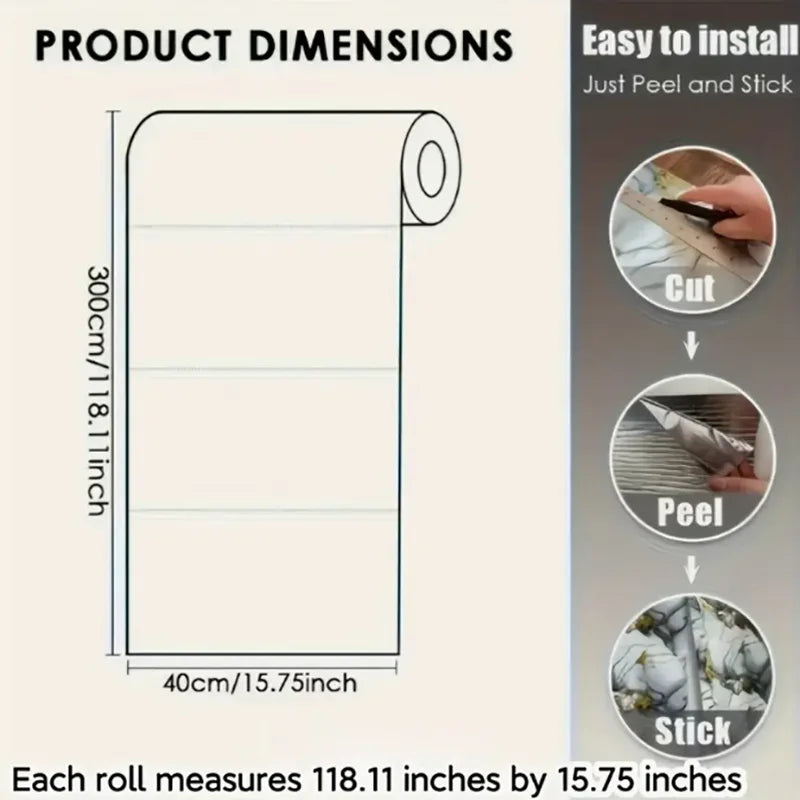 Self-Adhesive Waterproof Peel & Stick PVC Wallpaper – 3 Colors Peel & Stick Wallpaper Qme