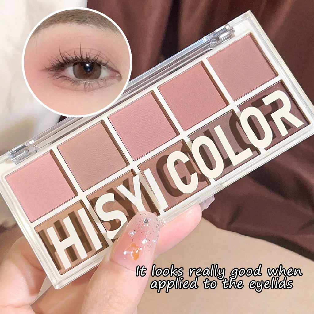 10-Color Eyeshadow & Highlight Palette – Matte & Shimmer Eyeshadow Palette Qme