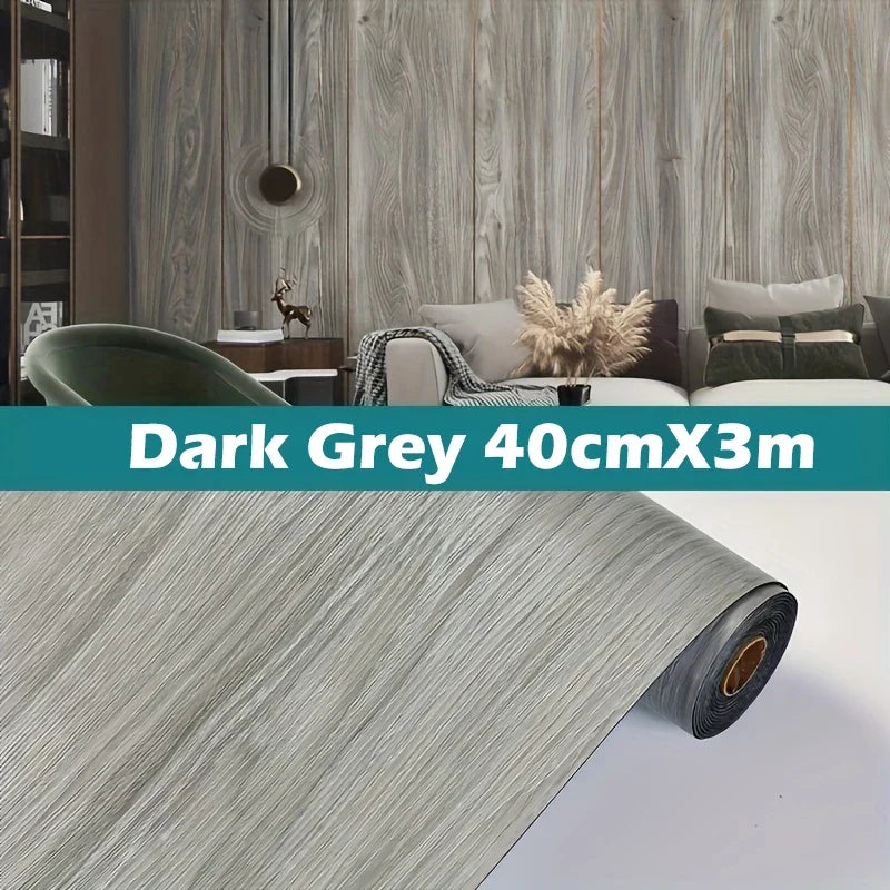 Wood Grain Self-Adhesive Wall & Floor Sticker – 40cm Washable Peel & Stick Wallpaper Qme B 40cmX3m