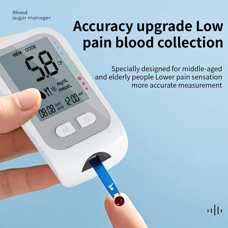 Code-Free Blood Glucose Meter – 5s Quick Test & Tri-Color Monitor Blood Glucose Meter Qst