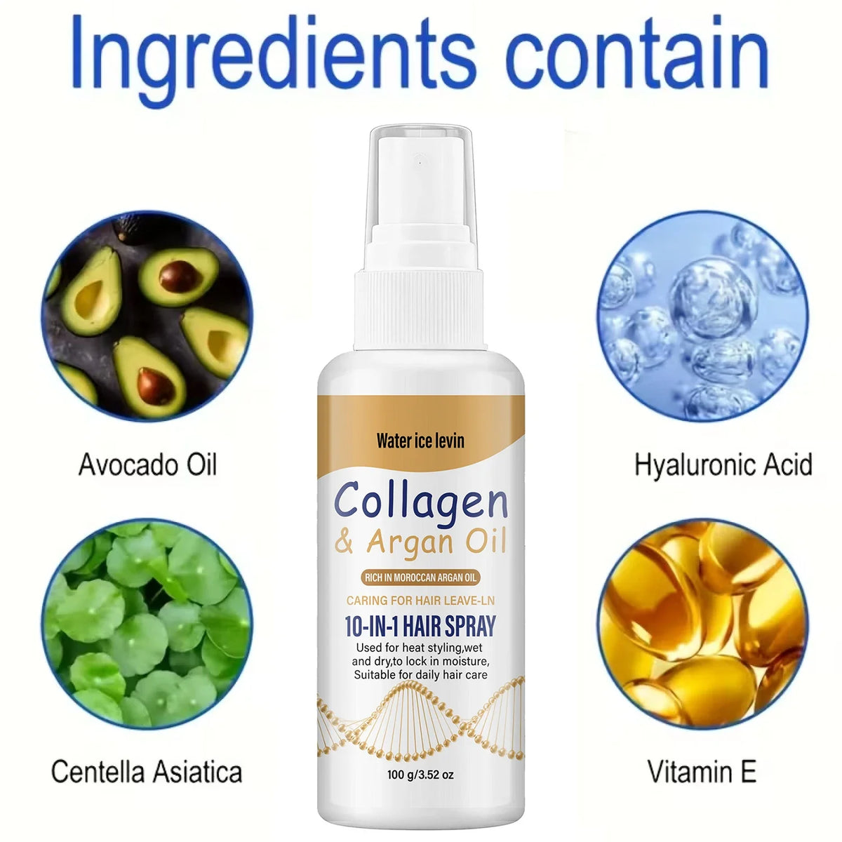Collagen & Argan Oil Leave-In Hair Spray – Heat Protection Leave-In Hair Spray Qme