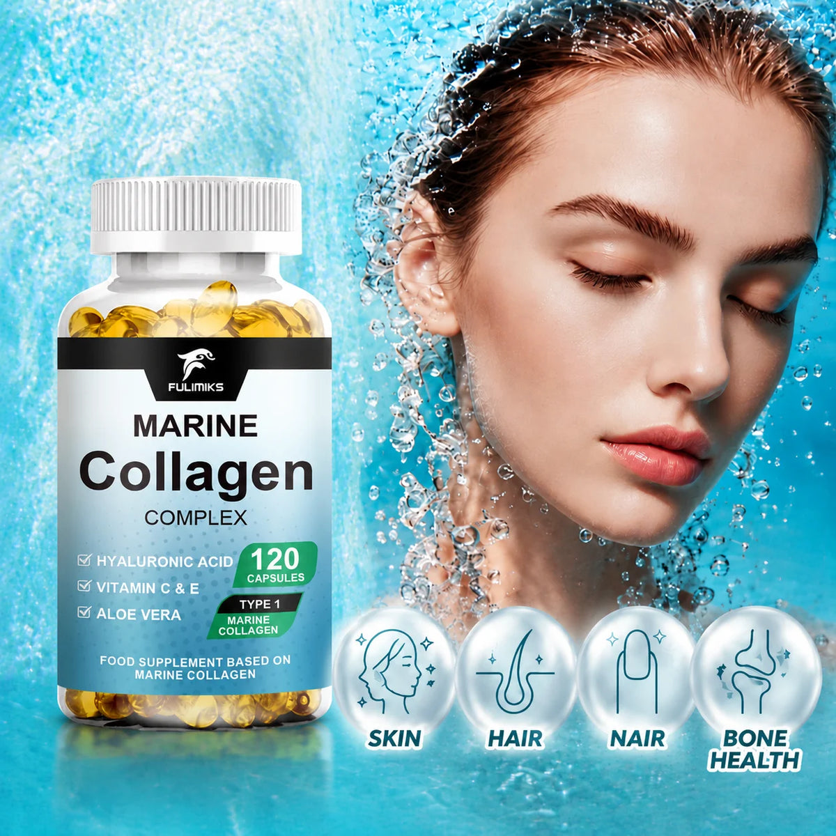 Marine Collagen Complex Capsules – Skin, Hair & Nail Support Collagen Supplement Qst