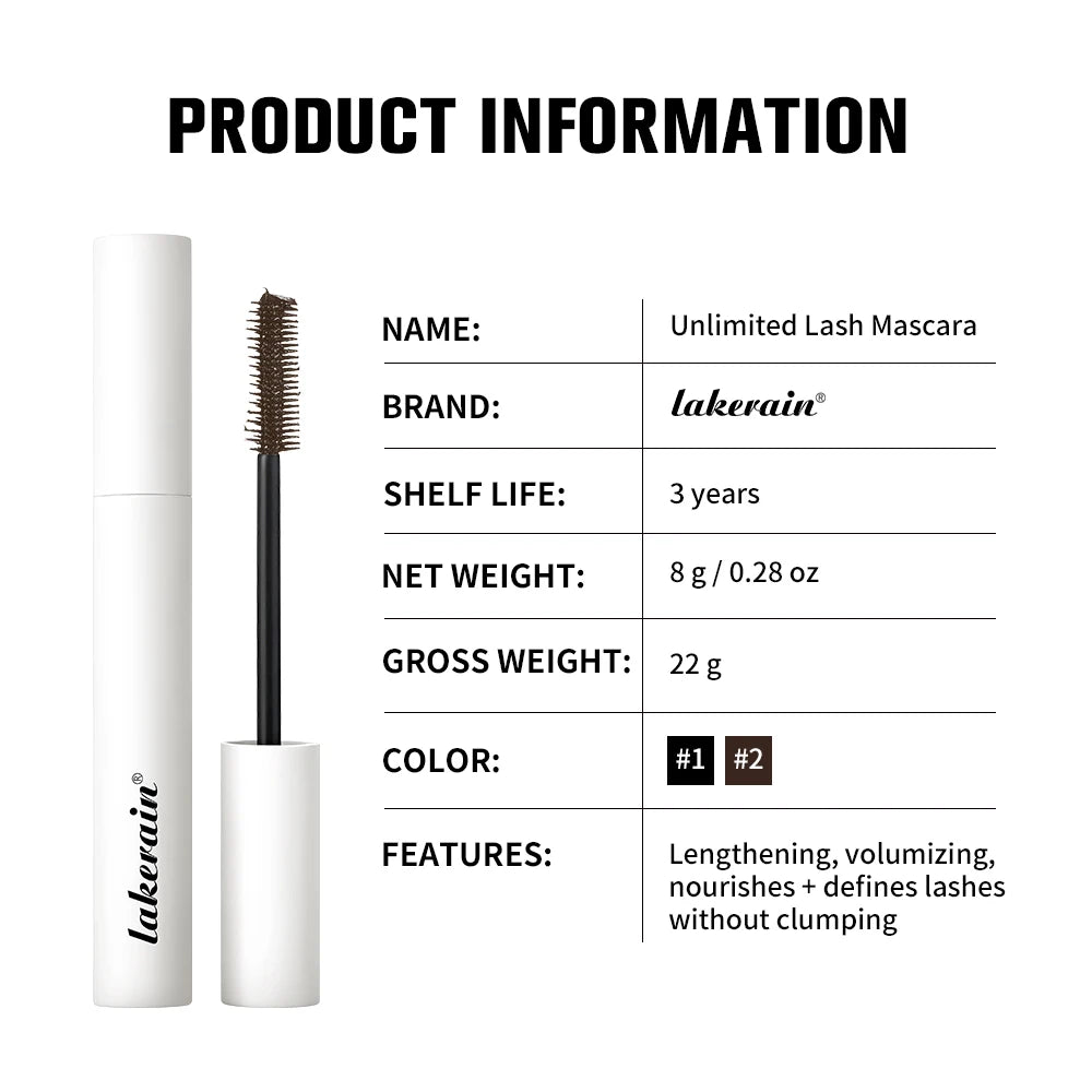 Lakerain Volumizing Mascara – Long-Lasting, Curl & Lengthen Volumizing Mascara Qst