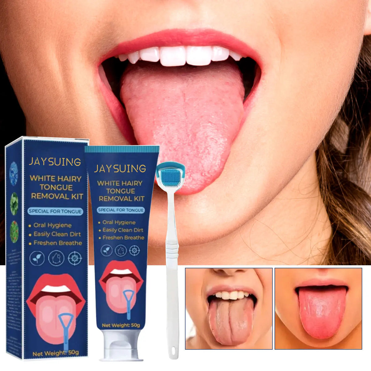 Tongue Cleansing Gel & Scraper Set – Fresh Breath | 50g Tongue Cleansing Set Qst