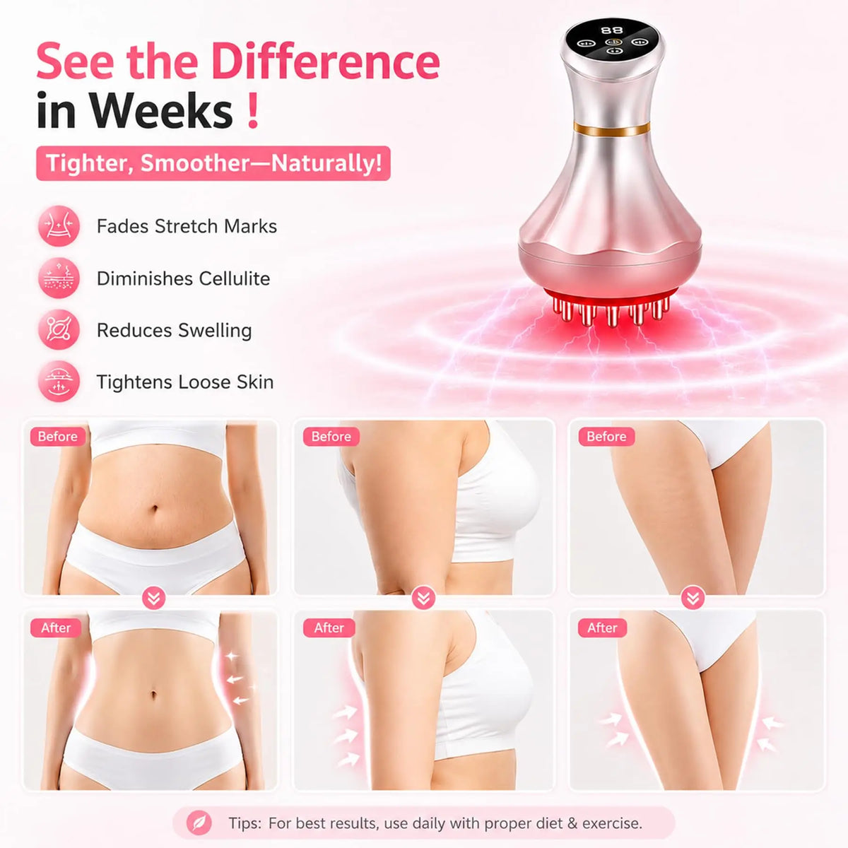 4-in-1 Electric Body Massager – Red Light, Heat & Microcurrent Electric Body Massager Qst