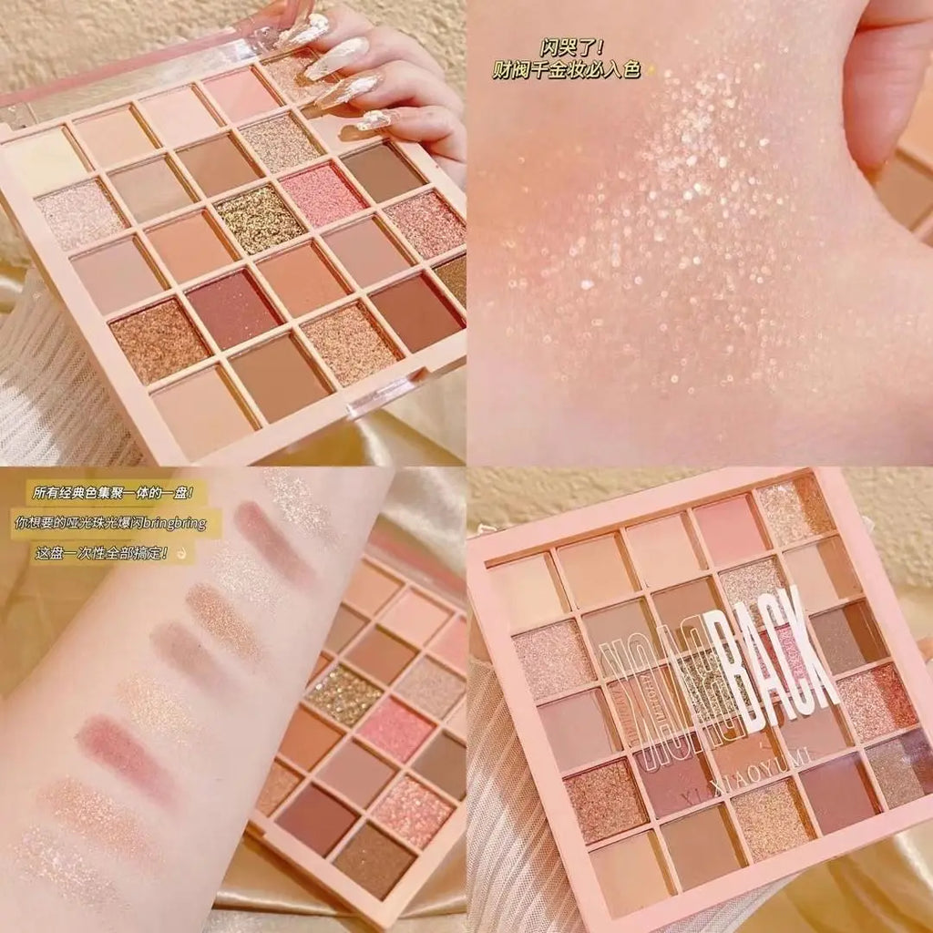 25-Color Eyeshadow Palette – Rose Brown Matte & Glitter Eyeshadow Palette Qme