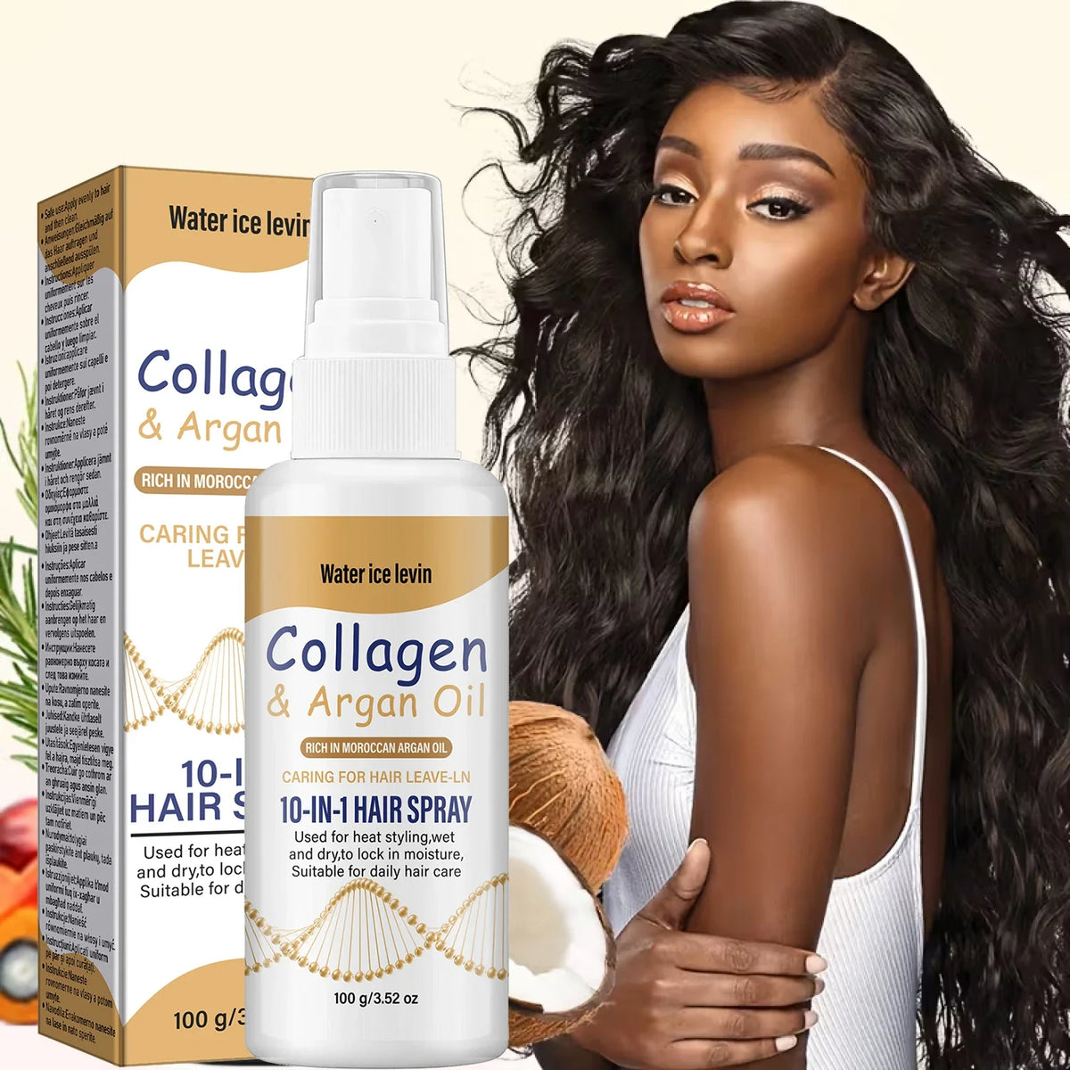 Collagen & Argan Oil Leave-In Hair Spray – Heat Protection Leave-In Hair Spray Qme Smoothing & Straightening