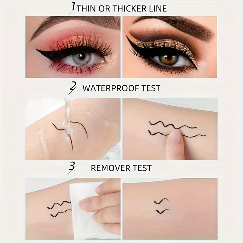 5-Piece Waterproof Liquid Eyeliner Set – Black, Long-Lasting Liquid Eyeliner Set Qme
