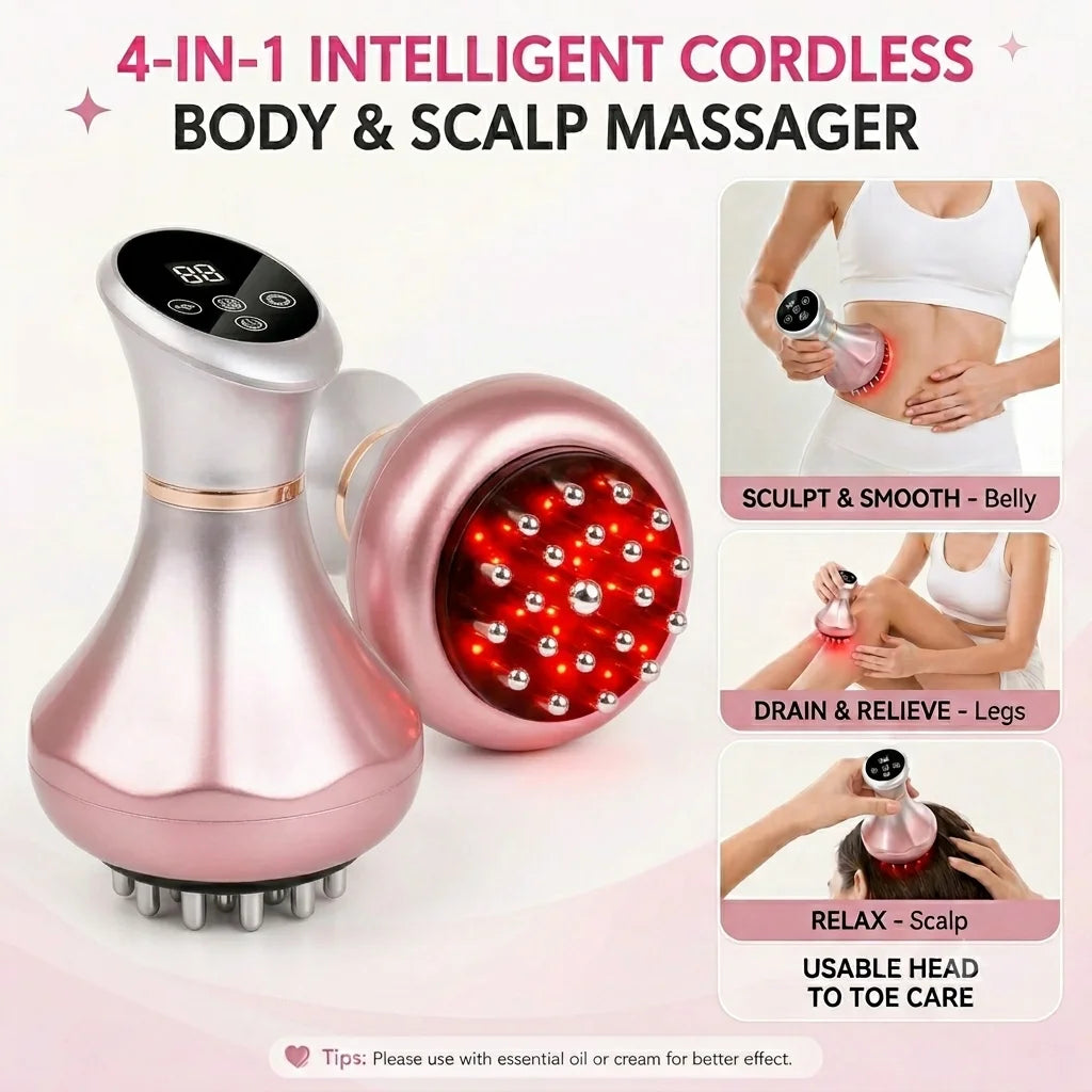 4-in-1 Cordless Body Massager – Red Light EMS Heat Body Massager Device Qst