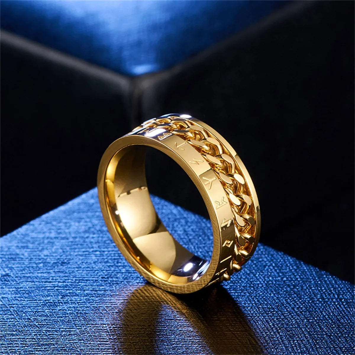 Stainless Steel Rotatable Spinner Chain Ring | Punk Unisex Spinner Ring Qme