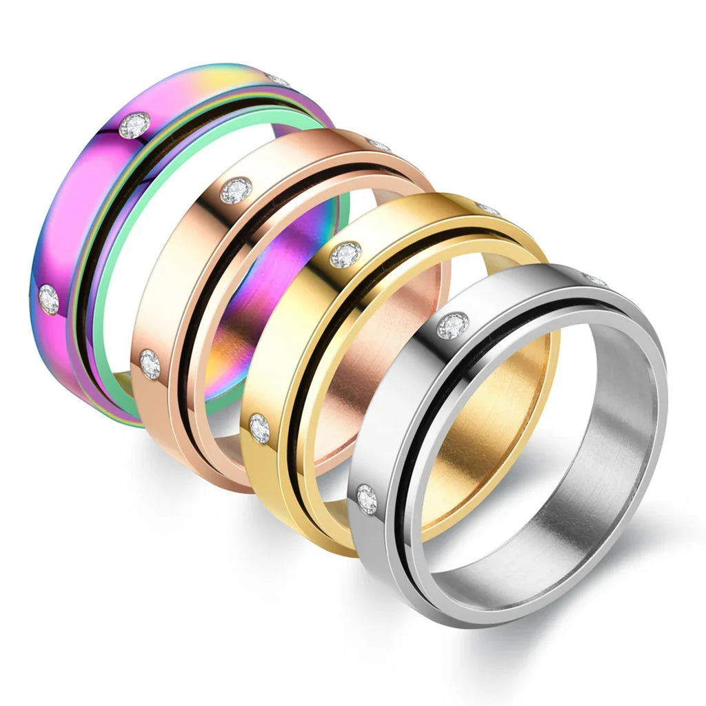 Fidget Spinner Ring Stainless Steel Hip Hop Ring for Men Spinner Ring Qme