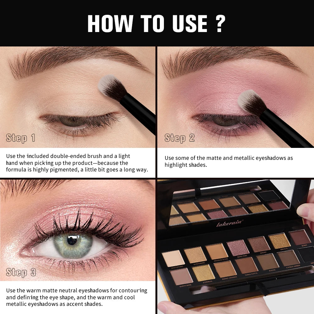 Earth Tone Eyeshadow Palette – Pearl, Matte & Glitter 8+ Shades Eyeshadow Palette Qst