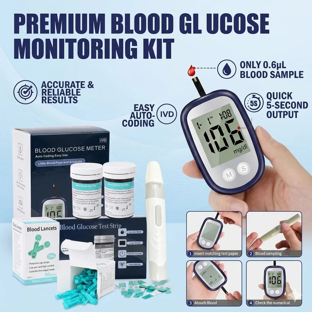 VivaGuard VGM04 Blood Glucose Meter Kit – 50 Strips & Lancets Blood Glucose Monitor Qst