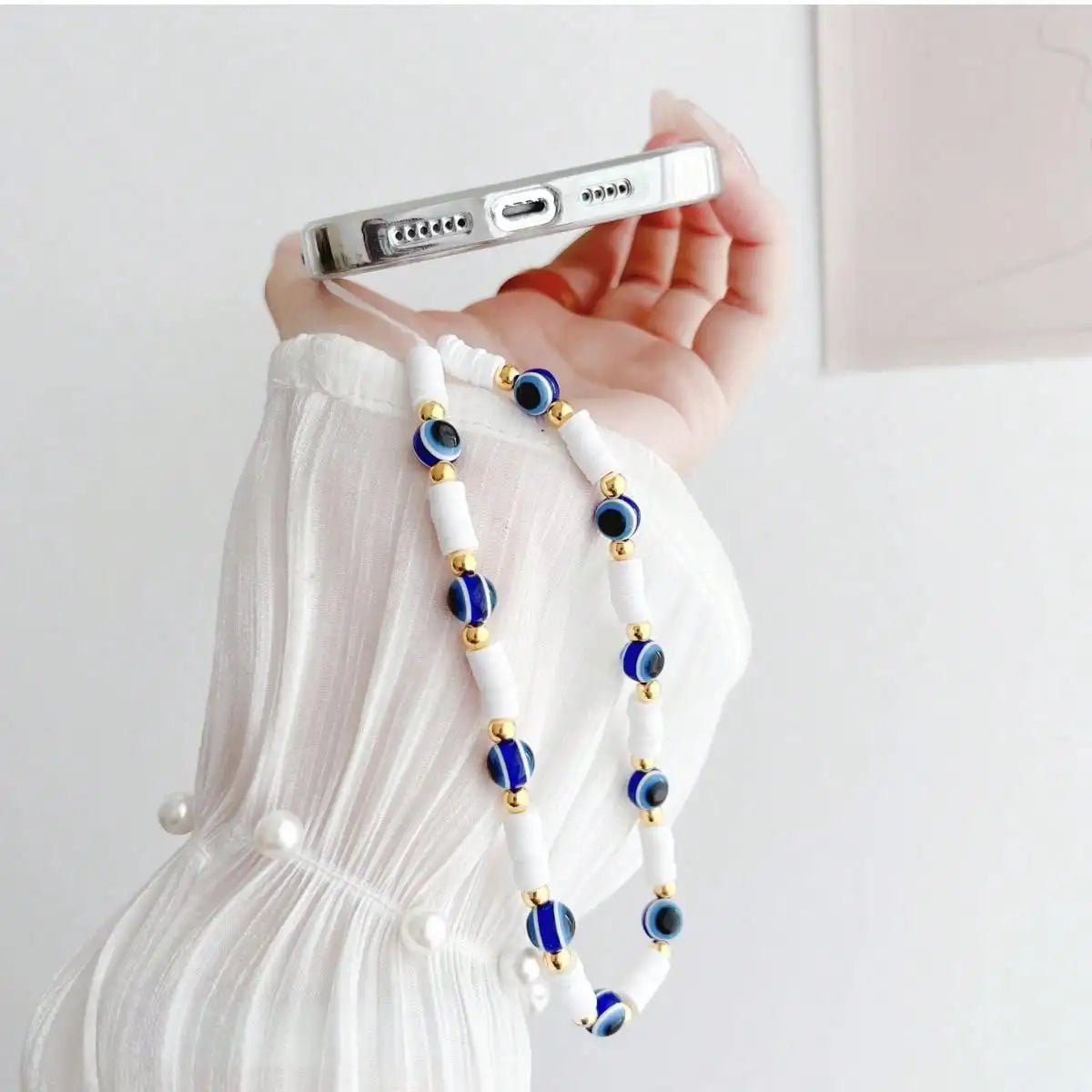 Pearl Smiling Face Evil Eye Phone Charm | 4 Colors Phone Charm Qme