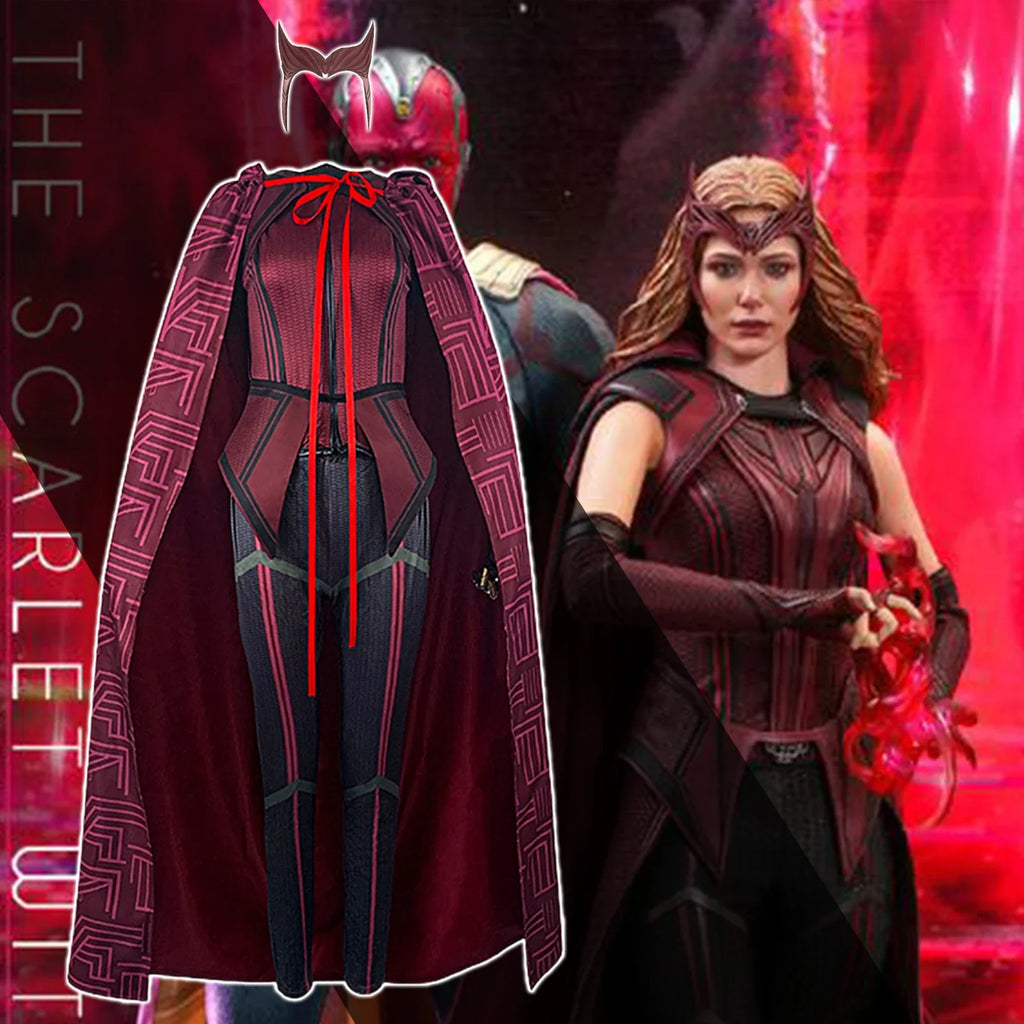 Scarlet Witch Cosplay Costume – Trench Jacket, Outfit & Mask Cosplay Costume Set Qme