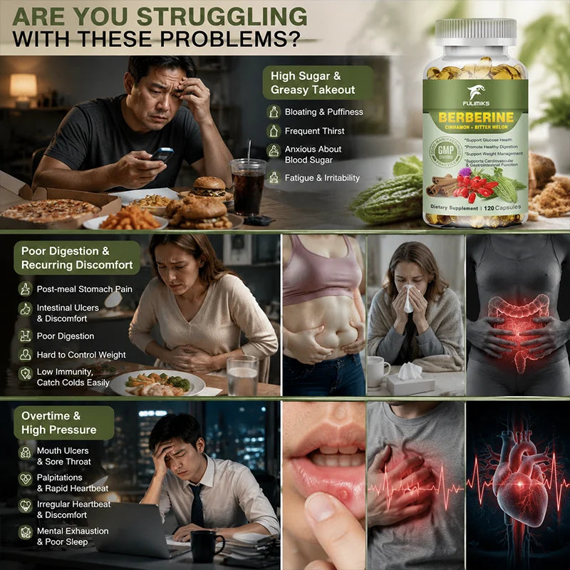 Berberine Capsules – Ceylon Cinnamon, Bitter Melon & Milk Thistle Herbal Supplement Qst