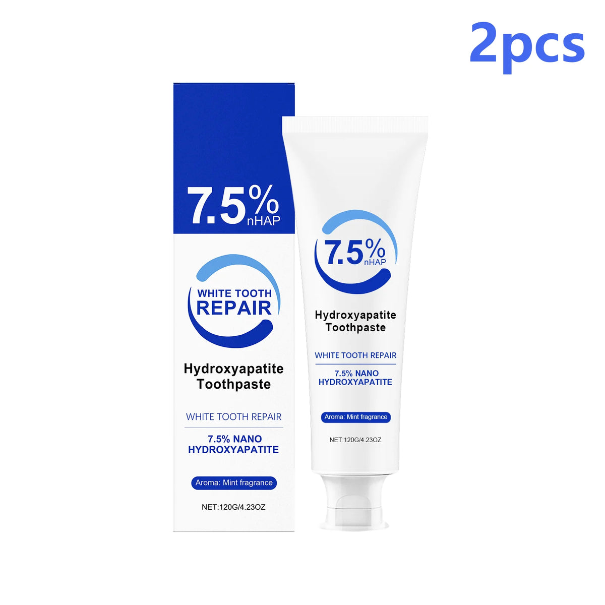 Nano Hydroxyapatite Toothpaste – Whitening Mint 120g Whitening Toothpaste Qst 2pcs