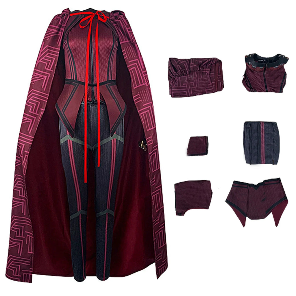 Scarlet Witch Cosplay Costume – Trench Jacket, Outfit & Mask Cosplay Costume Set Qme