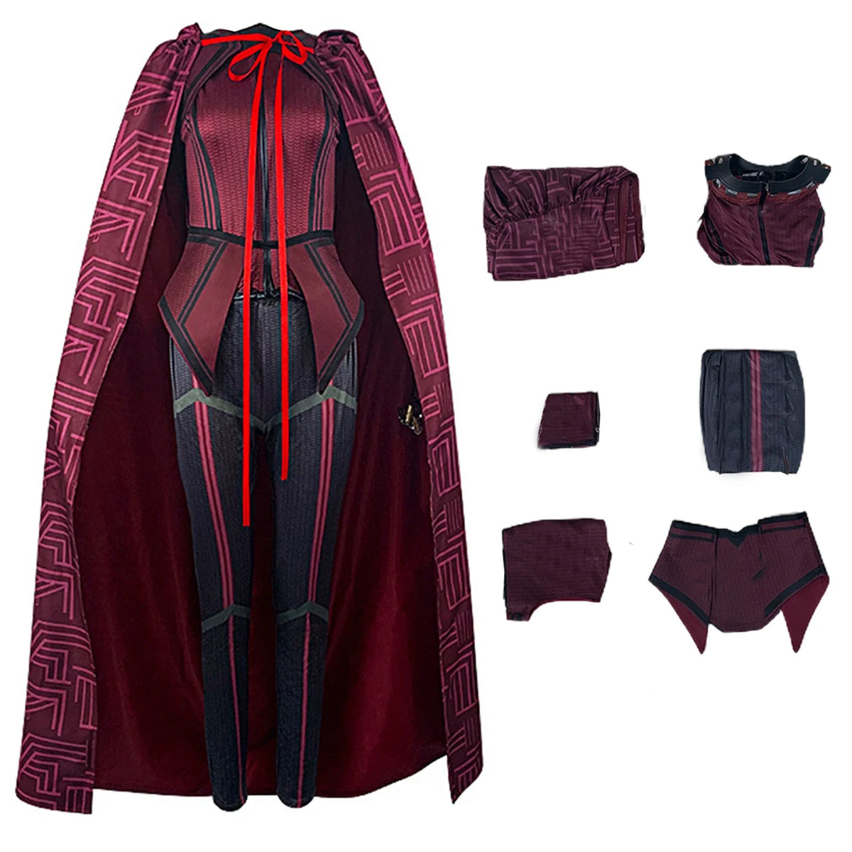 Scarlet Witch Cosplay Costume – Trench Jacket, Outfit & Mask Cosplay Costume Set Qme