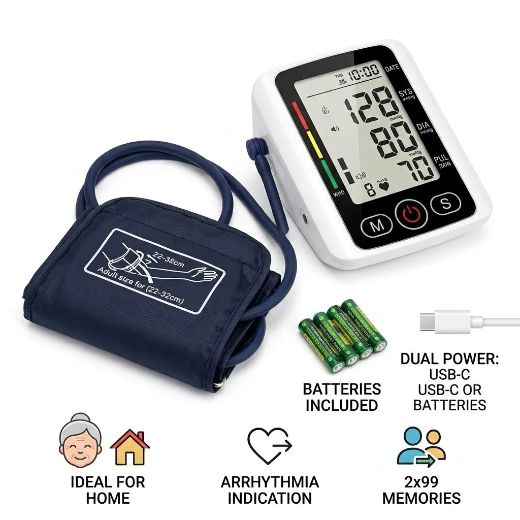 Upper Arm Digital Blood Pressure Monitor – Voice, LCD & 2×99 Memory Blood Pressure Monitor Qst