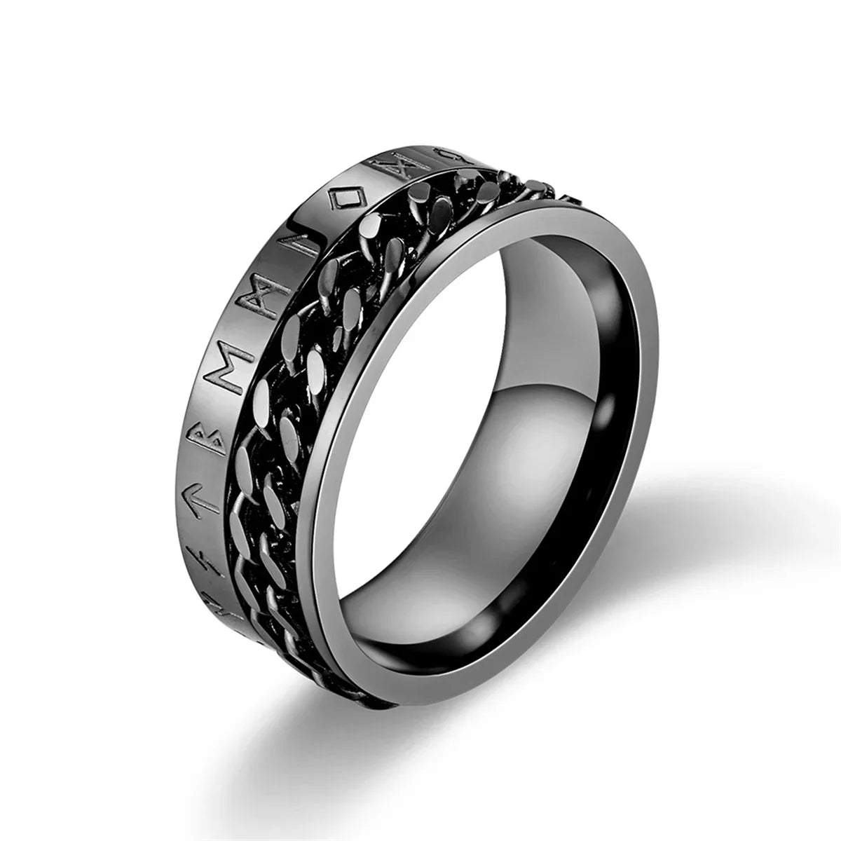 Stainless Steel Rotatable Spinner Chain Ring | Punk Unisex Spinner Ring Qme 1 7