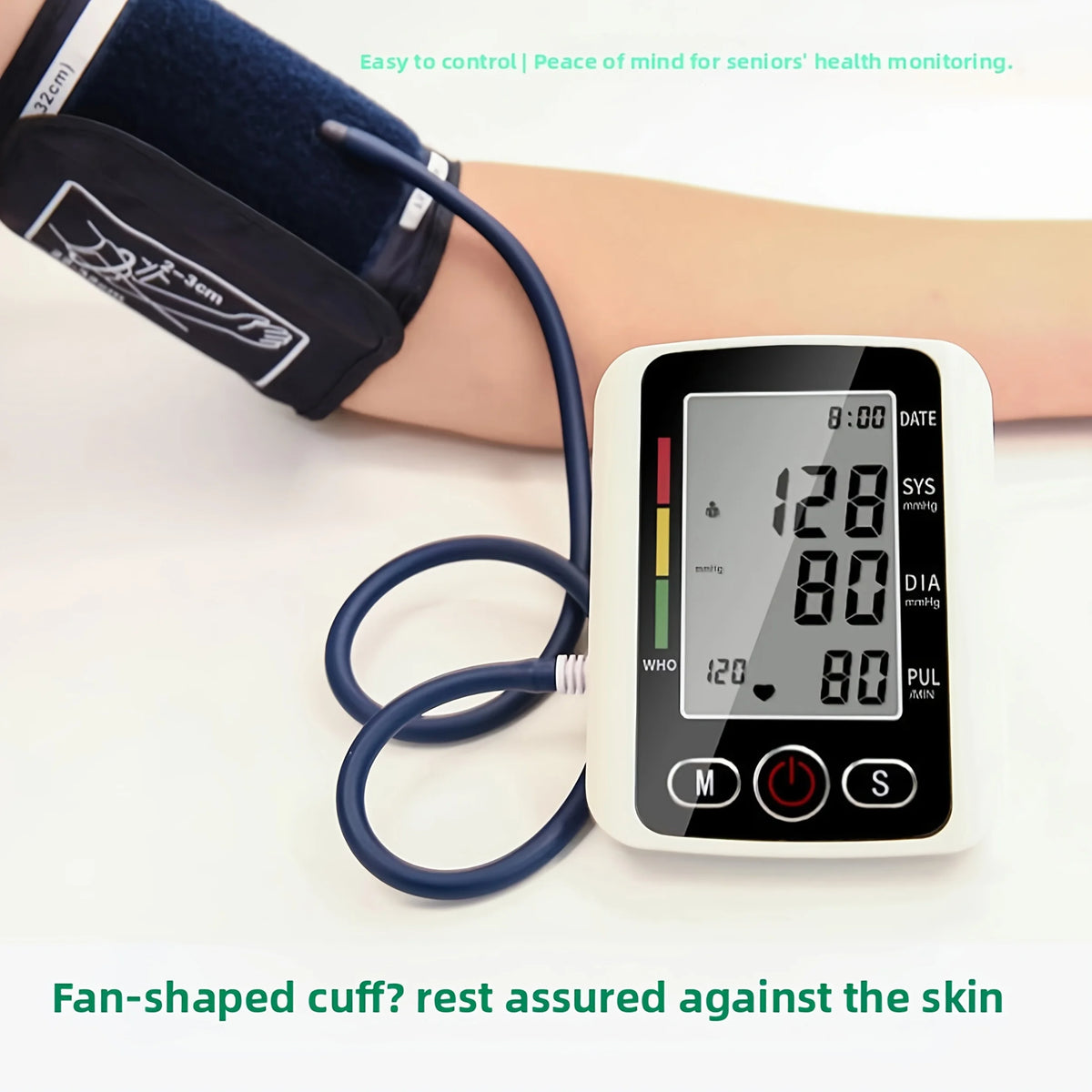 Upper Arm Blood Pressure Monitor – Large LCD, Voice & Type-C Blood Pressure Monitor Qst