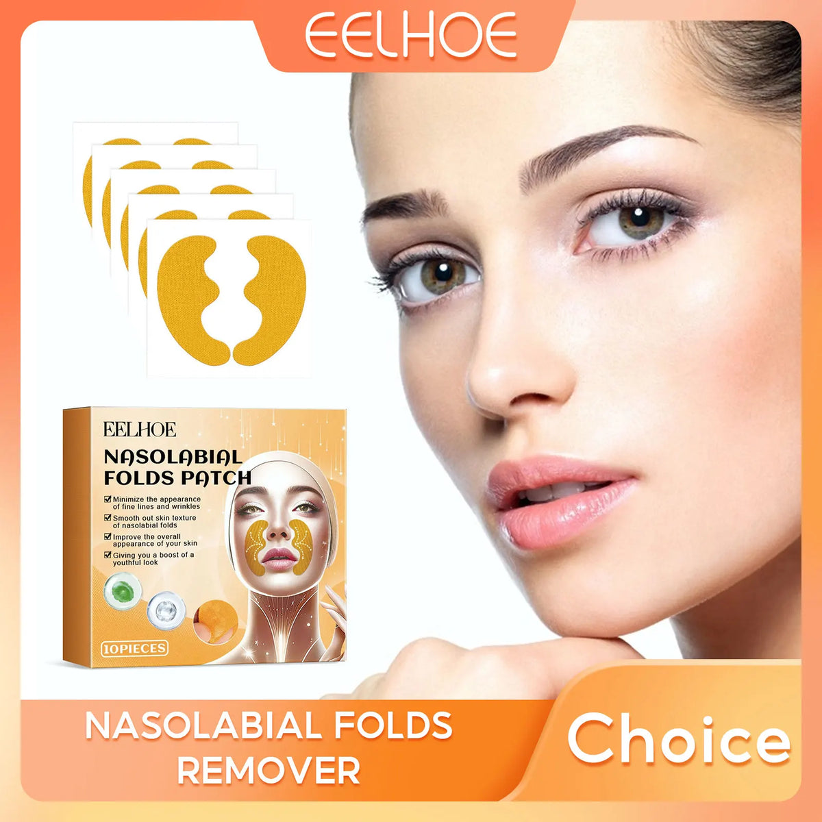 EELHOE Nasolabial Fold Patches – Firming Anti-Wrinkle Face Mask Anti-Wrinkle Face Patch Qst