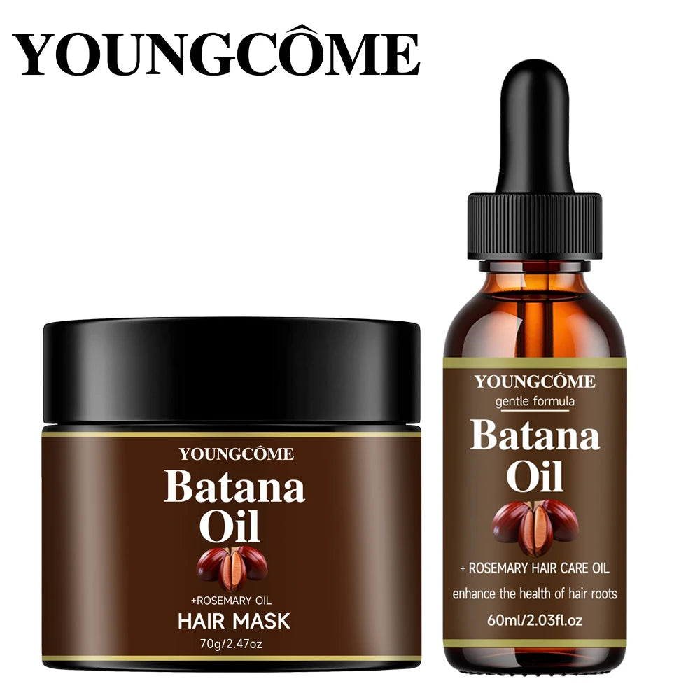 YOUNGCOME Batana Oil Hair Mask & Rosemary Serum Set Hair Oil Mask Set Qst Damage Repaired