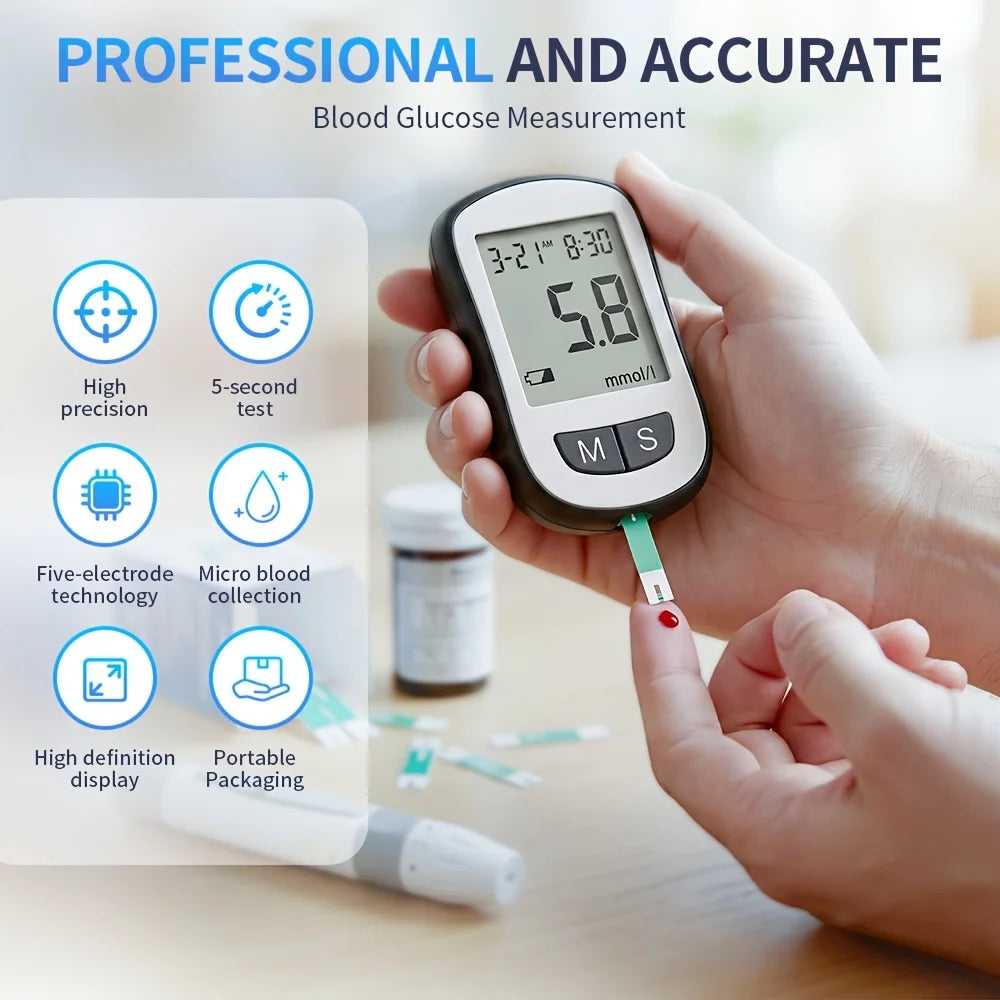 KE-B07 Blood Glucose Meter Kit – 50 Strips & 50 Lancets Blood Glucose Monitor Qst