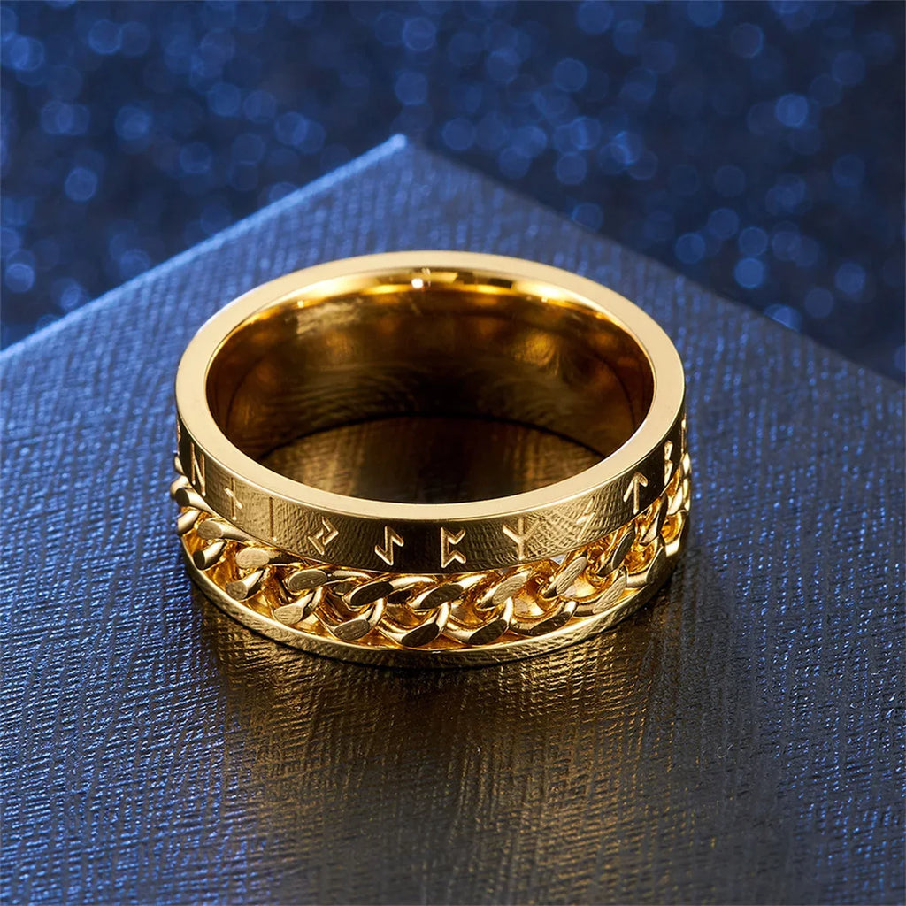 Stainless Steel Rotatable Spinner Chain Ring | Punk Unisex Spinner Ring Qme