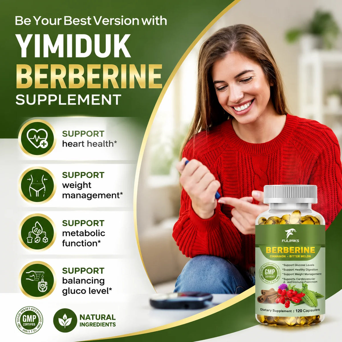 Berberine Complex Capsules – Blood Sugar & Heart Support Herbal Supplement Qst